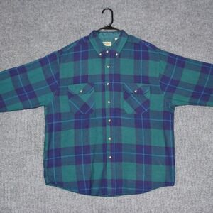 Northwest Blue Plaid Button Down Long Sleeve Acrylic Lined Men's XL‎ Shirt